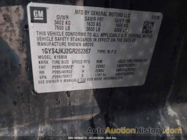 CADILLAC ESCALADE ESV ESV PREMIUM, 1GYS4JKJ2GR262367