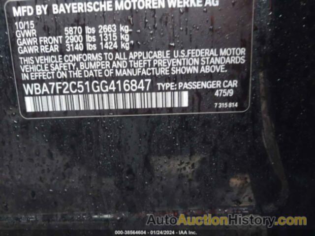 BMW 750 XI, WBA7F2C51GG416847
