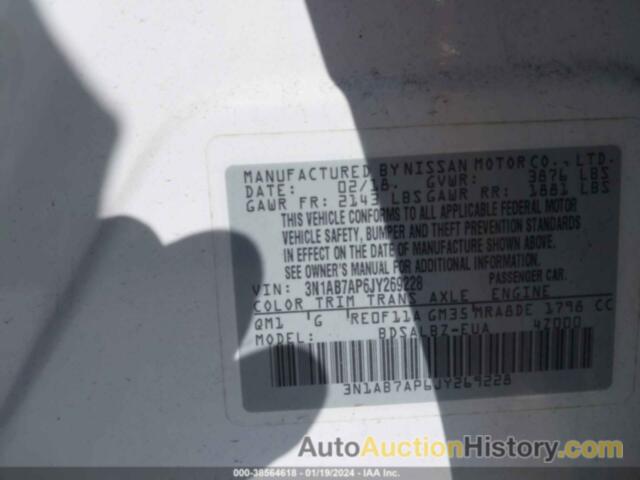 NISSAN SENTRA S, 3N1AB7AP6JY269228