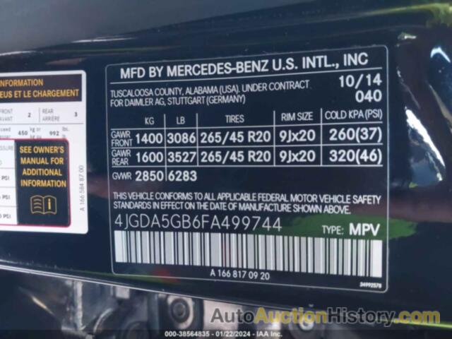 MERCEDES-BENZ ML 400 4MATIC, 4JGDA5GB6FA499744