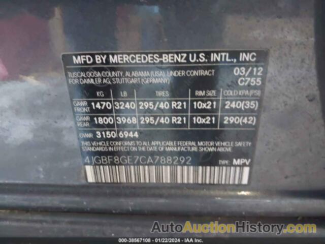 MERCEDES-BENZ GL 550 4MATIC, 4JGBF8GE7CA788292