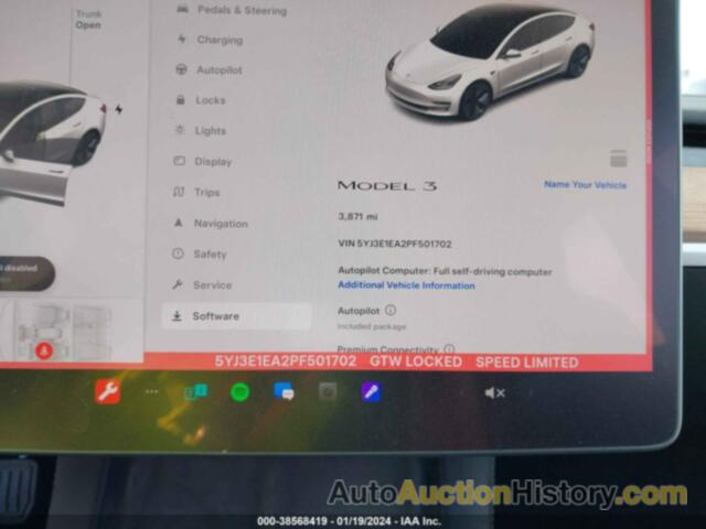 TESLA MODEL 3 REAR-WHEEL DRIVE, 5YJ3E1EA2PF501702