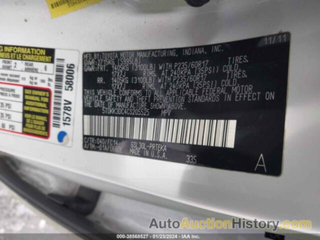 TOYOTA SIENNA LE V6 8 PASSENGER, 5TDKK3DC4CS205525