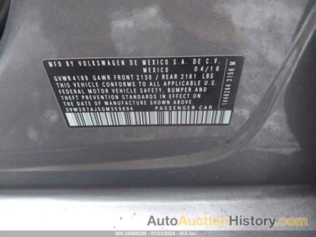 VOLKSWAGEN JETTA 1.4T S, 3VW267AJ5GM359694