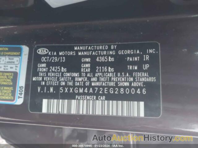 KIA OPTIMA LX, 5XXGM4A72EG280046