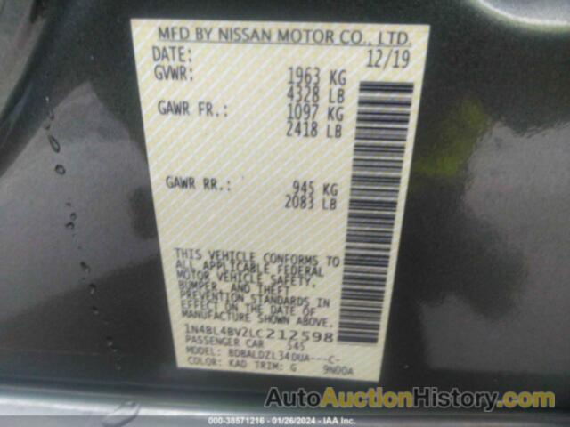 NISSAN ALTIMA S FWD, 1N4BL4BV2LC212598