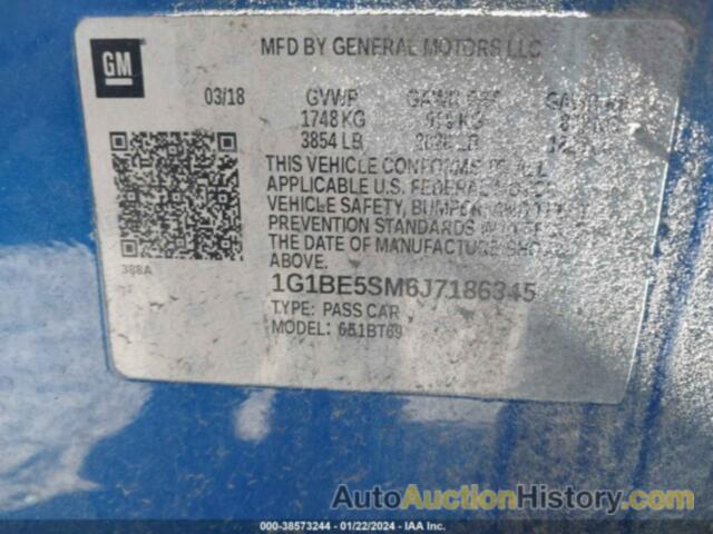 CHEVROLET CRUZE LT AUTO, 1G1BE5SM6J7186345