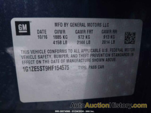 CHEVROLET MALIBU 1LT, 1G1ZE5ST9HF154575