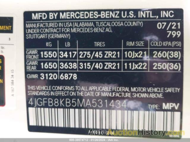 MERCEDES-BENZ AMG GLE 63 S 4MATIC, 4JGFB8KB5MA531434