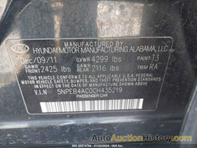 HYUNDAI SONATA GLS, 5NPEB4AC0CH435219