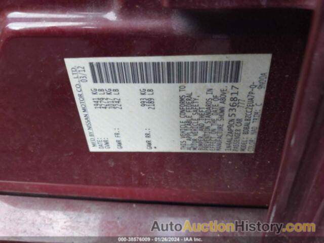 NISSAN ALTIMA 2.5 S, 1N4AL2AP9CN536817