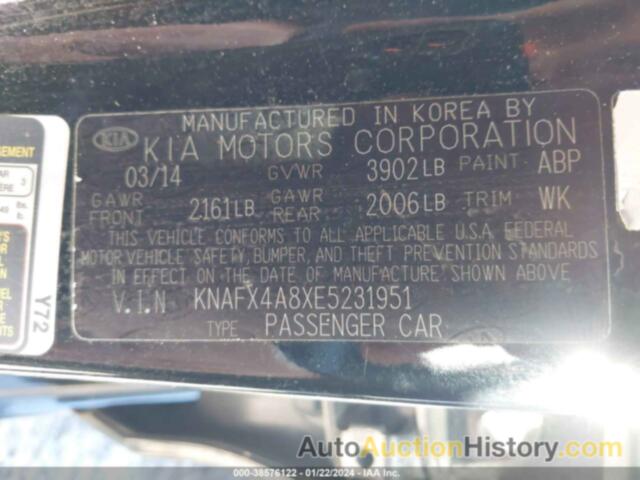 KIA FORTE EX, KNAFX4A8XE5231951