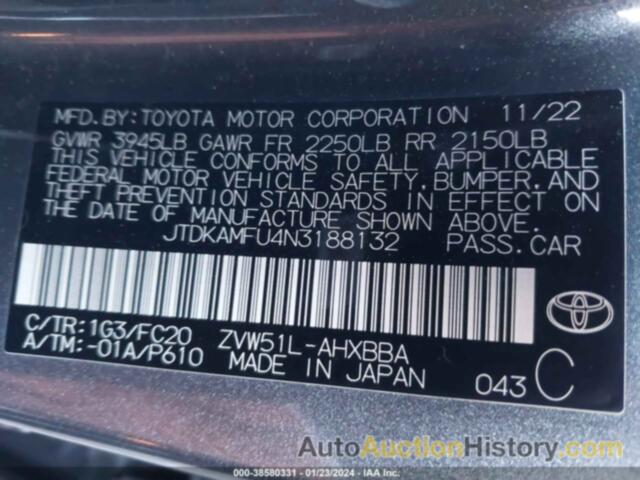 TOYOTA PRIUS L, JTDKAMFU4N3188132