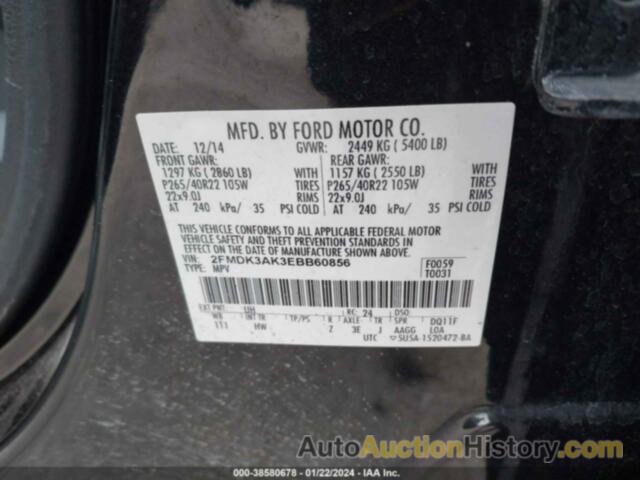 FORD EDGE SPORT, 2FMDK3AK3EBB60856