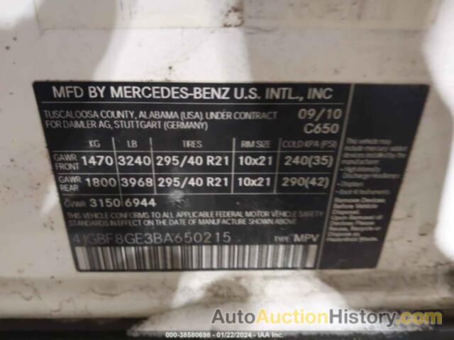 MERCEDES-BENZ GL 550 4MATIC, 4JGBF8GE3BA650215