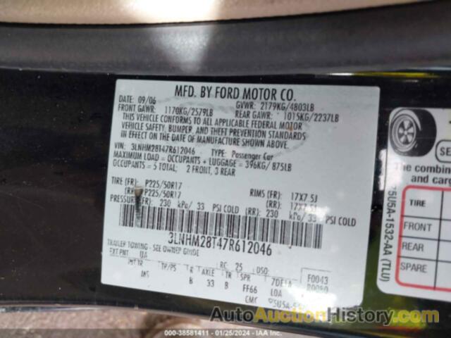 LINCOLN MKZ, 3LNHM28T47R612046