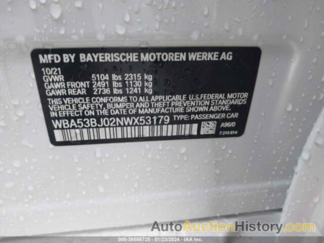 BMW 540I, WBA53BJ02NWX53179