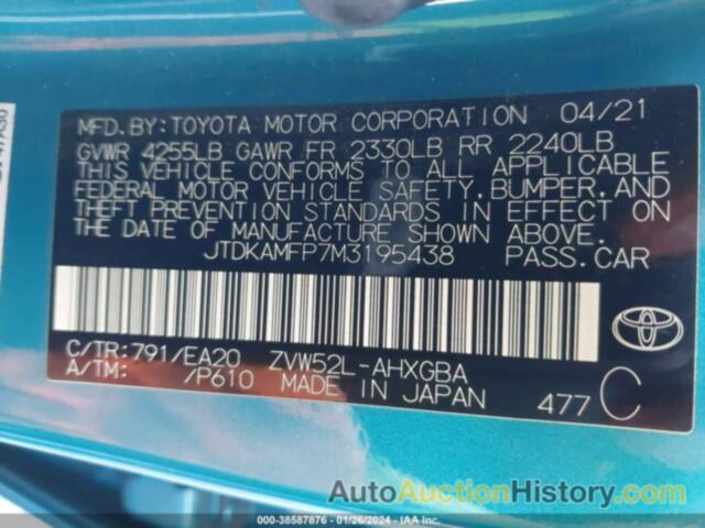 TOYOTA PRIUS PRIME XLE, JTDKAMFP7M3195438