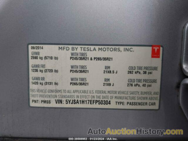 TESLA MODEL S P85, 5YJSA1H17EFP50304