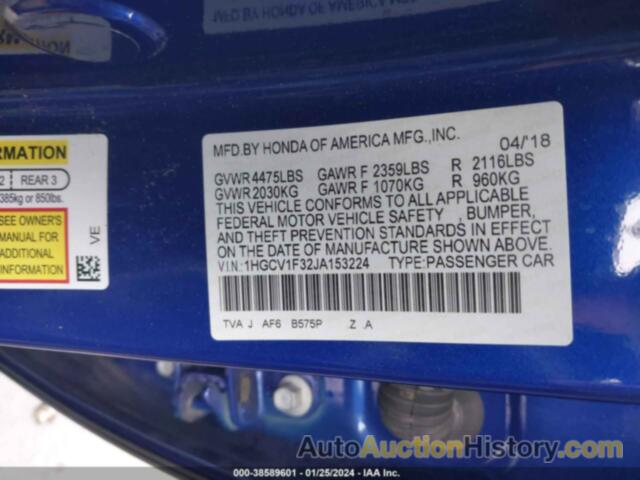 HONDA ACCORD SPORT, 1HGCV1F32JA153224