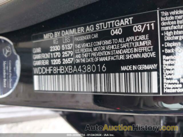 MERCEDES-BENZ E 350 4MATIC, WDDHF8HBXBA438016