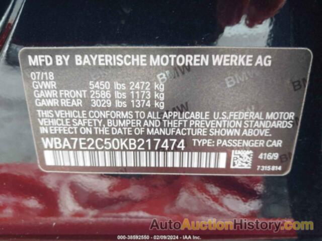 BMW 740I, WBA7E2C50KB217474