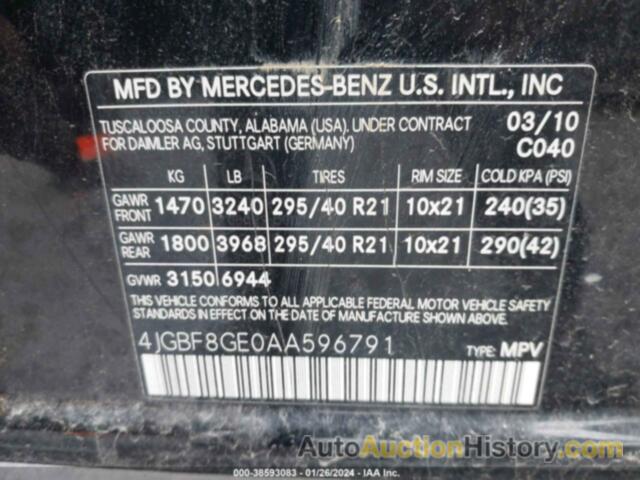 MERCEDES-BENZ GL 550 4MATIC, 4JGBF8GE0AA596791