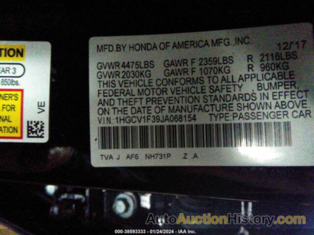 HONDA ACCORD SPORT, 1HGCV1F39JA068154