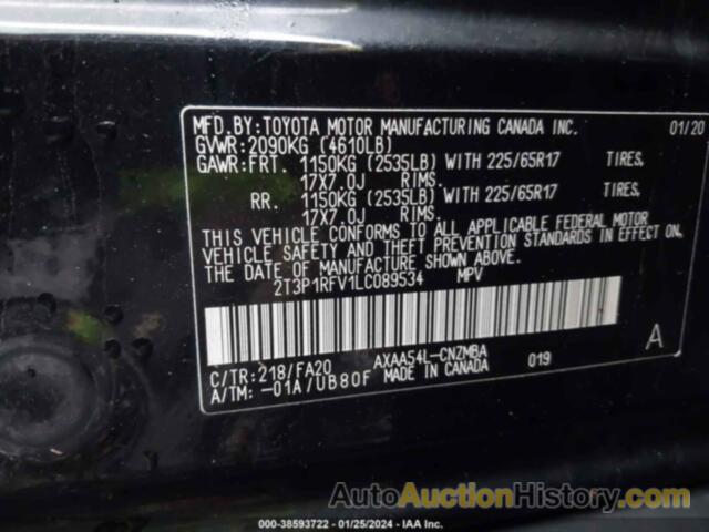 TOYOTA RAV4 XLE, 2T3P1RFV1LC089534