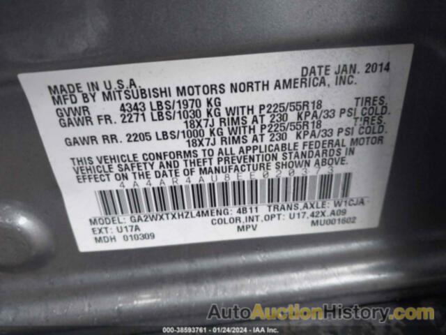 MITSUBISHI OUTLANDER SPORT SE, 4A4AR4AU8EE020373