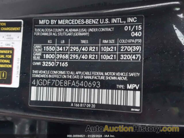 MERCEDES-BENZ GL 550 4MATIC, 4JGDF7DE8FA540693