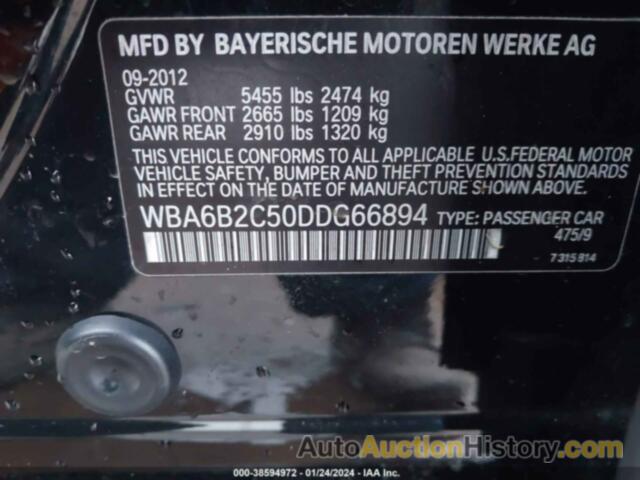 BMW 650 I, WBA6B2C50DDG66894