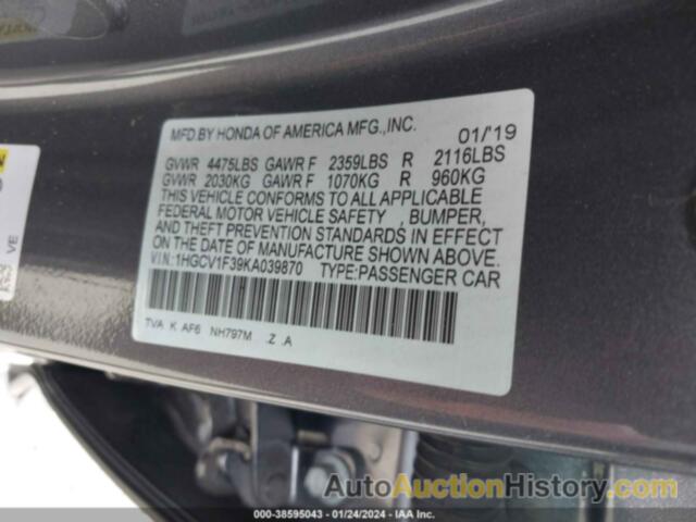 HONDA ACCORD SPORT, 1HGCV1F39KA039870