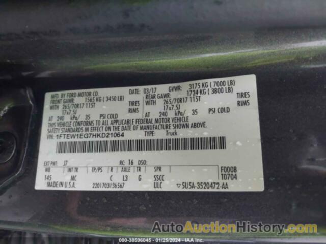 FORD F150 SUPERCREW, 1FTEW1EG7HKD21064