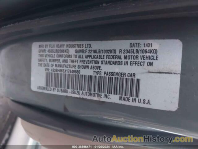 SUBARU LEGACY OUTBACK, 4S3BH665X17649580