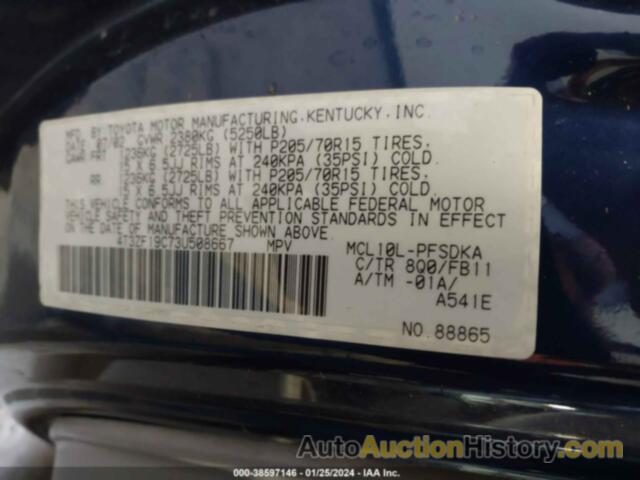 TOYOTA SIENNA CE, 4T3ZF19C73U508667