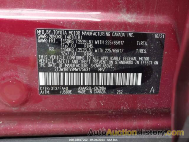 TOYOTA RAV4 XLE, 2T3W1RFV8MW175631