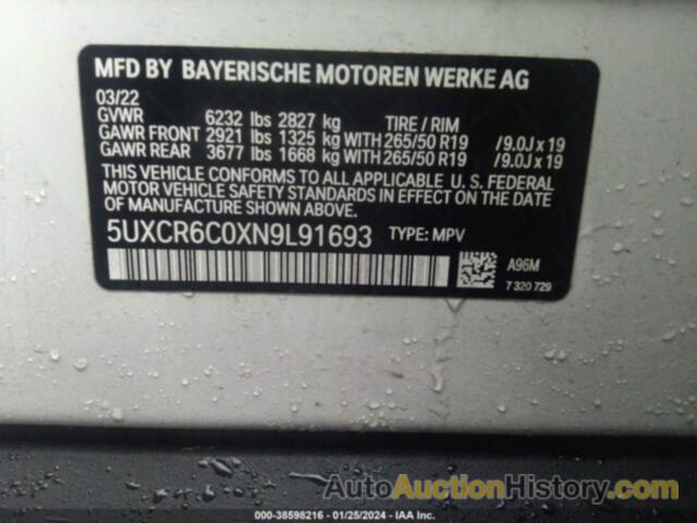 BMW X5 XDRIVE40I, 5UXCR6C0XN9L91693