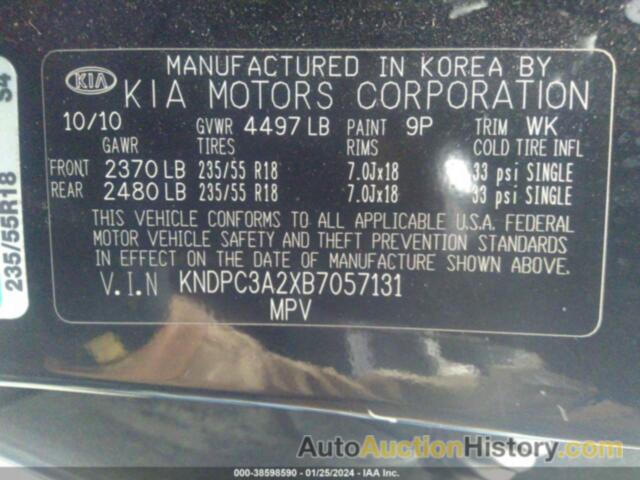 KIA SPORTAGE EX, KNDPC3A2XB7057131