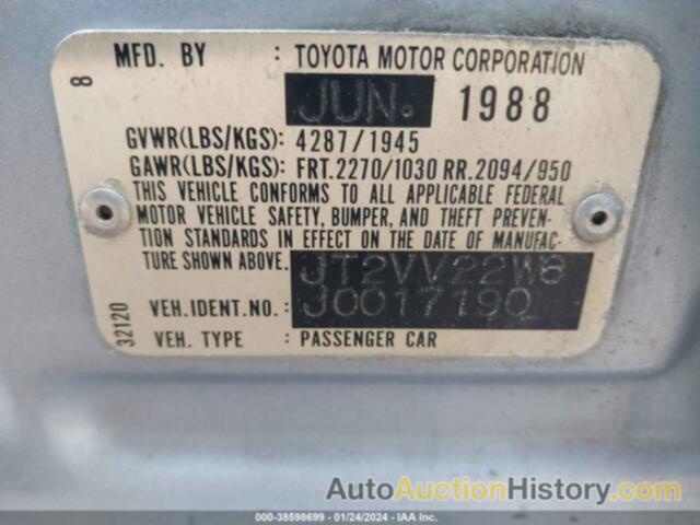 TOYOTA CAMRY LE, JT2VV22W6J0017190