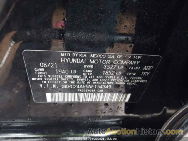 HYUNDAI ACCENT SEL, 3KPC24A69NE154349