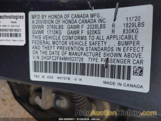 HONDA CIVIC SPORT, 2HGFC2F84MH523728