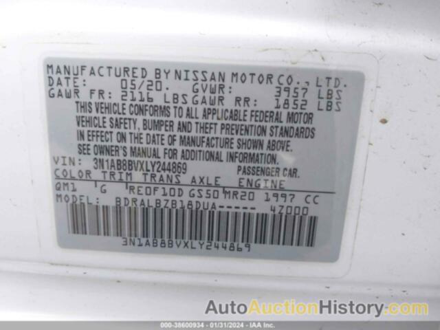 NISSAN SENTRA S XTRONIC CVT, 3N1AB8BVXLY244869