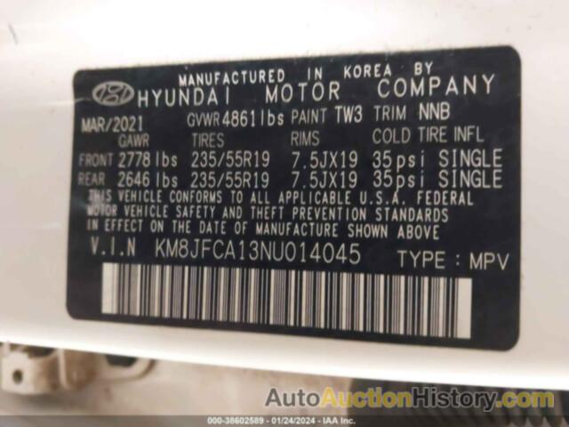 HYUNDAI TUCSON HYBRID SEL CONVENIENCE, KM8JFCA13NU014045