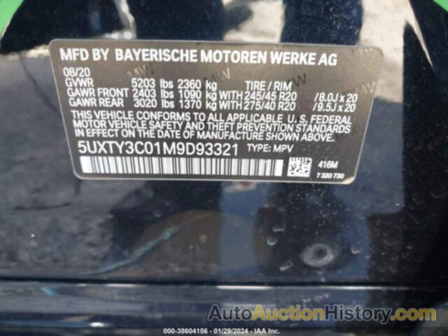 BMW X3 SDRIVE30I, 5UXTY3C01M9D93321