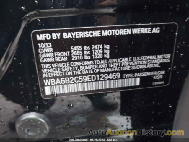 BMW 650I GRAN COUPE, WBA6B2C59ED129469