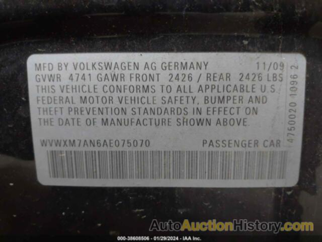 VOLKSWAGEN PASSAT KOMFORT, WVWXM7AN6AE075070