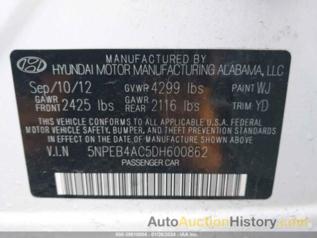 HYUNDAI SONATA GLS, 5NPEB4AC5DH600862