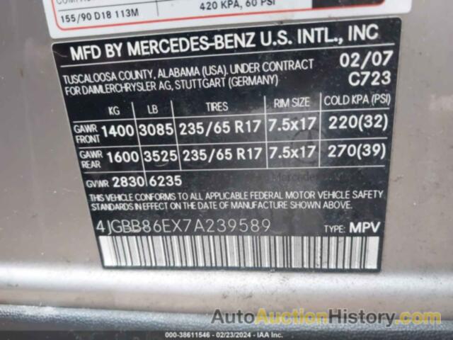 MERCEDES-BENZ ML 350 350, 4JGBB86EX7A239589