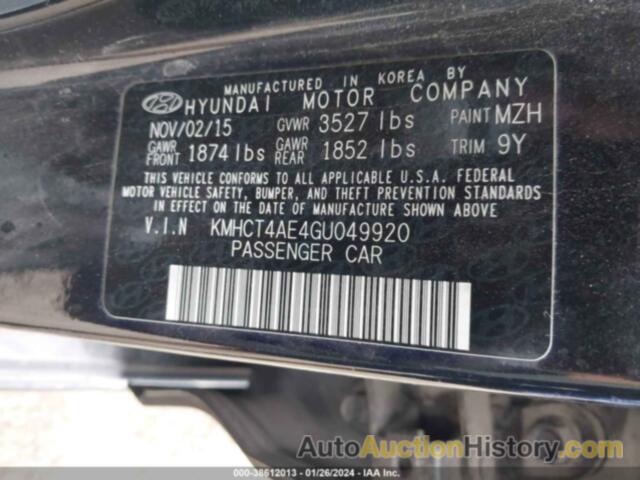 HYUNDAI ACCENT SE, KMHCT4AE4GU049920